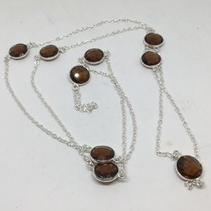 Handmade Jewelry - Smokey Topaz Long Silver Necklace Handmade Jewelry - Smokey Topaz Long Silver Necklace